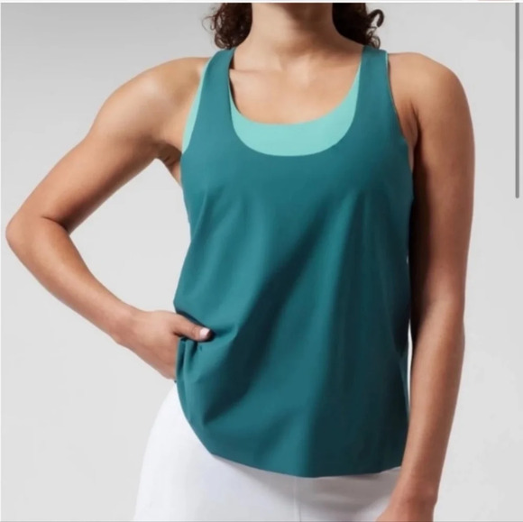 Athleta Tops - Athleta 2 In 1 Ultimate Support Top, Teal Blue, Size XS